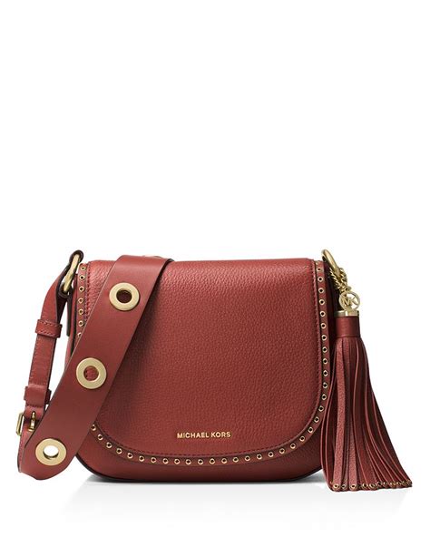 michael kors brooklyn saddle bag brick|Michael Brooklyn Suede Medium Saddle Bag In Brick.